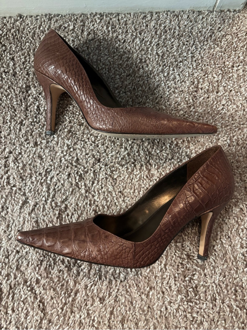 Vintage inspired croc print heels